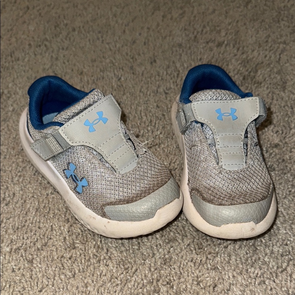 Under Armour Gray and Blue Sneakers with Velcro Closure